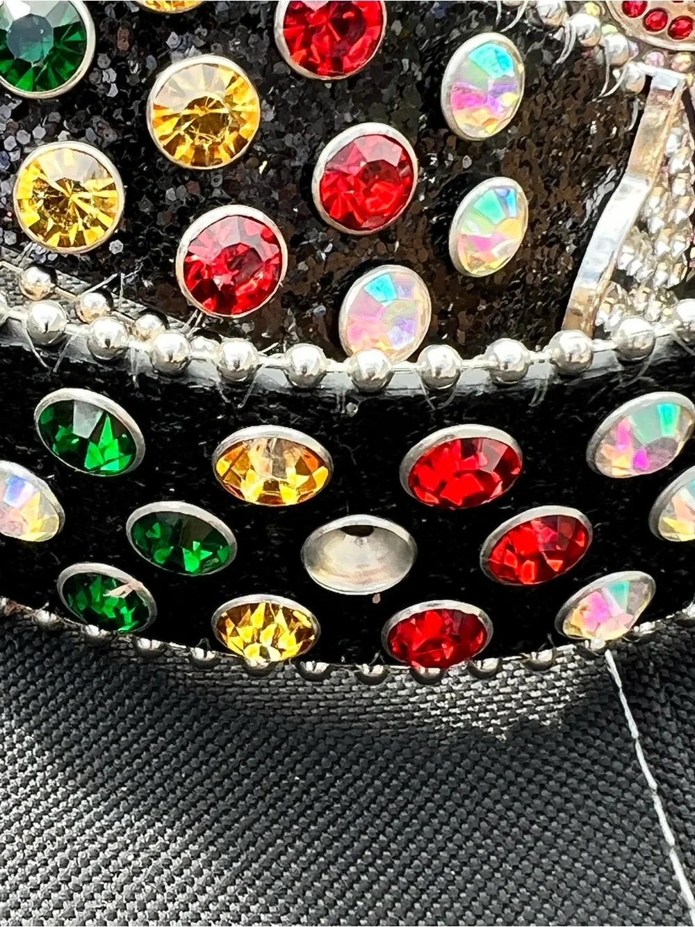 Y2K MURAKAMI FLOWER SILVER RHINESTONE GLITTER STUDDED BB BELT *1 Rhinestone Miss